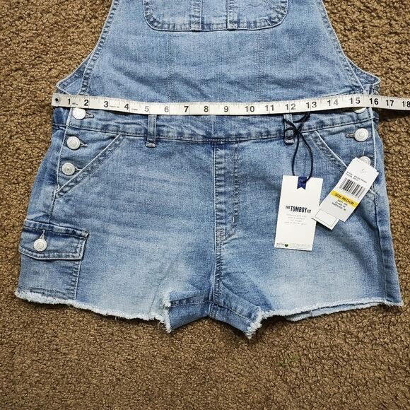 Wallflower Stretch Blue Jean Overall Shorts Shortalls Medium #S - Picture 3 of 5